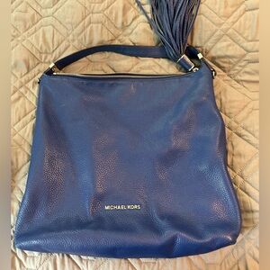 Michael Kors electric blue leather fringe purse